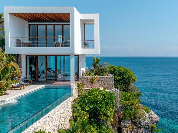 Casa moderna junto al mar reformada como segunda residencia por Inteco Construcción en Barcelona