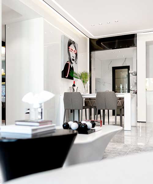 Interior moderno y minimalista de vivienda reformada con diseño contemporáneo